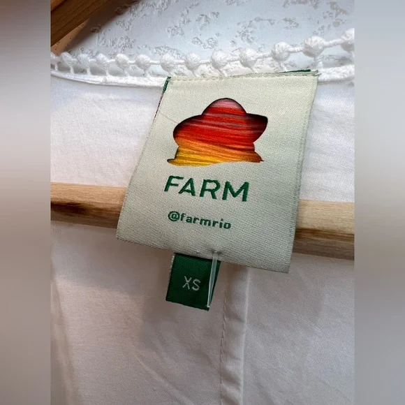 NWOT Farm Rio Off White Richelier MIDI Tiered Dress Eyelet Embroidery size XS - Picture 10 of 12